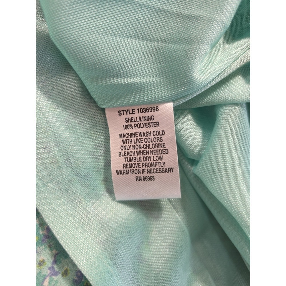 Vintage 90s Leslie Fay Floral Midi Dress Aqua Side Button Cottagecore 10P - Picture 9 of 10